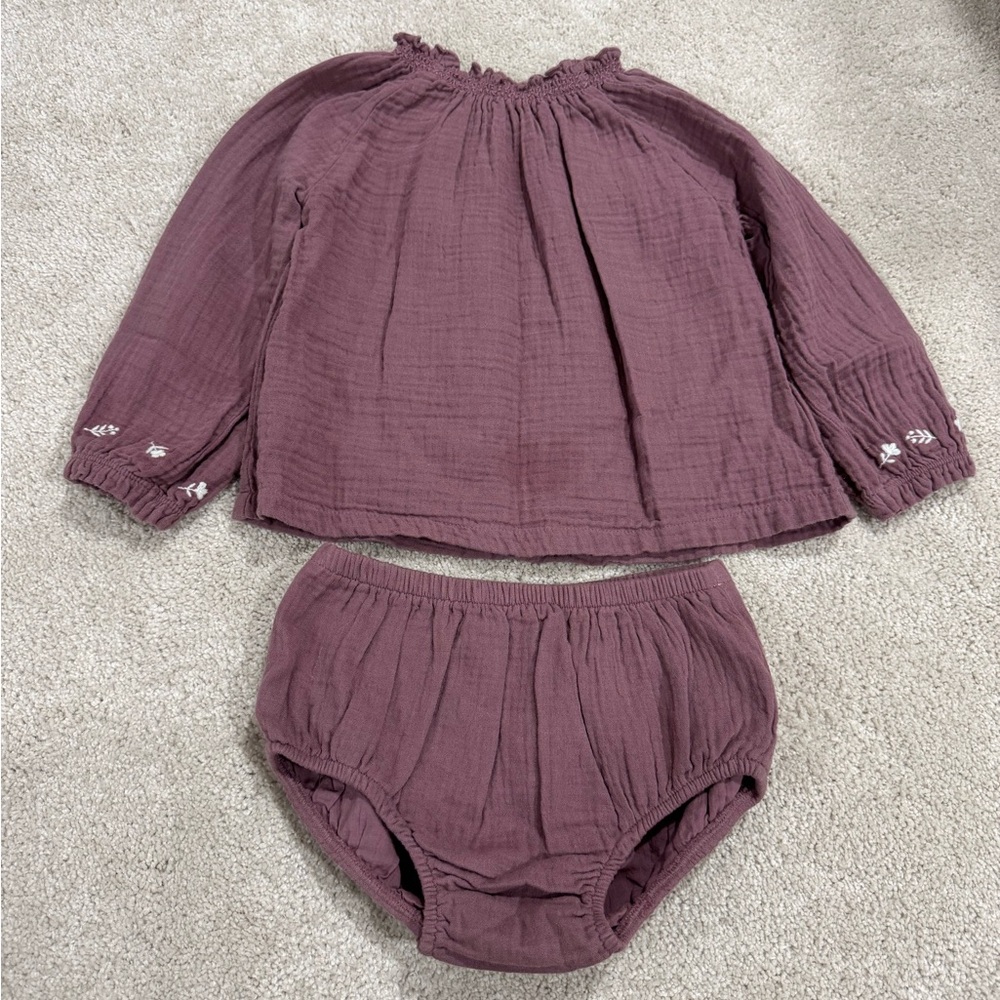 NWOT David Jones Organic Cotton Plum Two Piece Outfit 18-24m